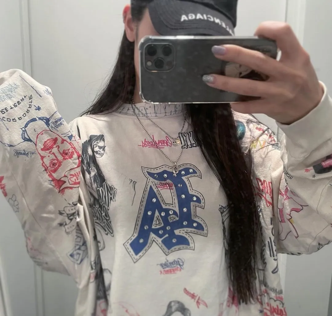 SAINT Mxxxxxx × BORNXRAISED BR_LS TEE/LA/WHT Latest co-branded model LA diamond all-over long sleeves off-white S-XL Super heavy work started in February and lasted three months Super complex 36 sets of screens Outlined pictures make you doubt your life Super perfect reproduction of printing Genuine Czech diamonds Pressure-free reproduction